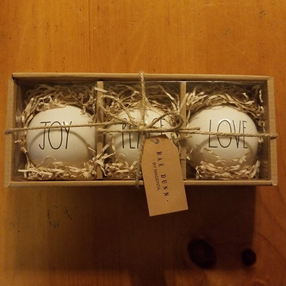 Rae Dunn Ceramic Christmas Ornaments 3pc Set